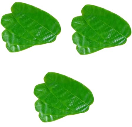 PRETYZOOM 12 Pièces Set de Table Feuilles Tapis de Table Feuilles décor de e de artificielles Banane Set de e en artificielles napperon de bananier Green