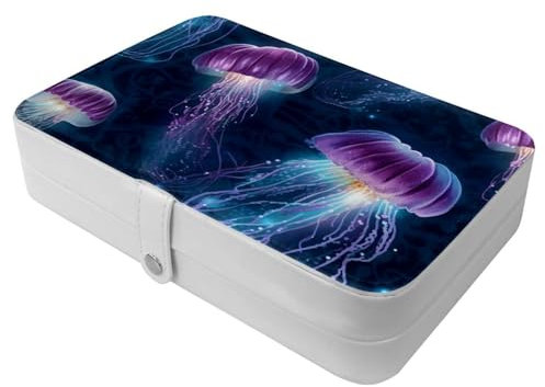 Marine Jellyfish-1389 Reise-Schmuckschatulle – Ihre tragbare Schatztruhe für Ringe, Ohrringe, Halsketten. Tolles Geschenk für Frauen, die gerne reisen, große Organizer-Tasche, 1 Packung