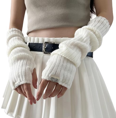 FFWTPY Fingerhandschuhe Damen Armstulpen Damen Winter Halb Fingerlose Handschuhe Warm Gestrickte Handschuhe Für Damen Fingerhandschuhe Damen Handwärmer Stulpen Fäustlinge Damen