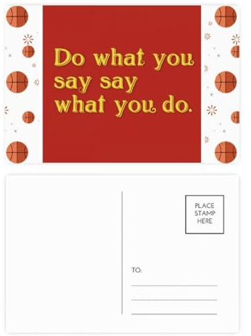 Motto Make Word Come True Basketball-Postkarten-Set, Dankeskarte, Versandseite, 20 Stück