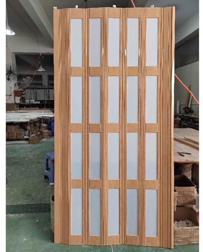 Porte a libro Porta a fisarmonica interna in PVC, Porta pieghevole magnetica di colore e stili personalizzabili con maniglie, vetro e viti, Porta divisoria per spazi grandi e piccoli(75x180cm/2.5x5.9f