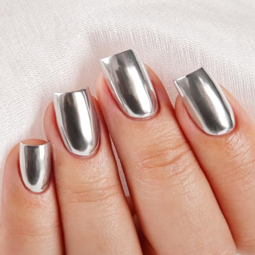Imtiti Metallic UV Nagellack, Silber Metallic Chrom Gel Nagellack Mirror Spiegel Gel Nail Polish Mit Superglänzendes Metall Effekt Gellack Soak Off UV Led Nagelkunst Salon Maniküre 10ML
