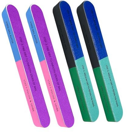 BUOKSLLY Set di 4 lime professionali per unghie con 7 lati