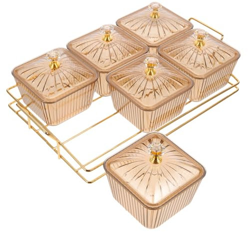 Genérico Plato De Aperitivos Dividido 6 Compartimentos Con Tapa Bandeja De Almacenamiento De Alimentos Diseño Moderno Organizador Para Snacks y Frutas Adecuado Para Hogar y Fiestas