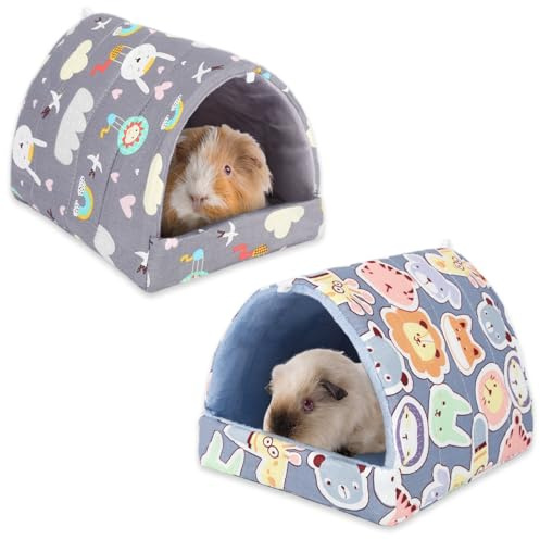 UPINS 2er-Pack Meerschweinchenbett, Meerschweinchenversteck, waschbar, Kleintierhaus, Käfigzubehör für Zwergkaninchen, Chinchillas, Hamster, Igel, Frettchen, Bartagamen und Ratten