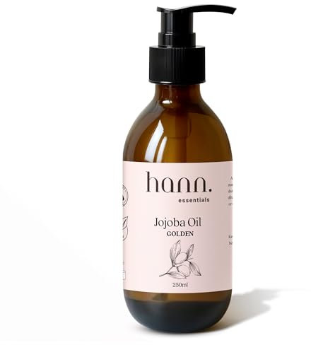Organic Jojoba Oil, Golden Cold-Pressed, Premium Undiluted Natural Oil in Glass Bottle with Pump, Non-comedogenic for Face, Hair, Skin, Nails, and Massages - Non-GMO, Multi-Purpose Carrier Oil (250ml)