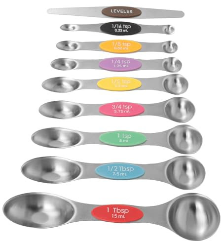 Fyeme Cuillère de mesure magnétique polyvalente en acier inoxydable sûr Cuillère à café double face facile à nettoyer (couleur)