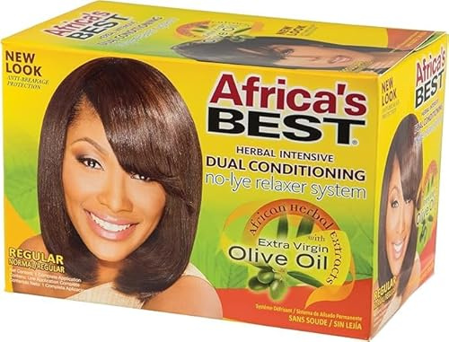 Africa Best Herbal Intensive Dual Conditioning No-Lye Hair Relaxer System with Extra Virgin Olive Oil, Regular Formula
