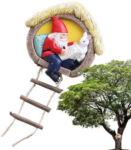 Figure de monture de fées, figure de gnome de fée pour arbre | Décoration de jardin en résine Fée Gnome Figure - Sculpture fantaisiste figurine miniature extérieure pour la scène du printemps pour le