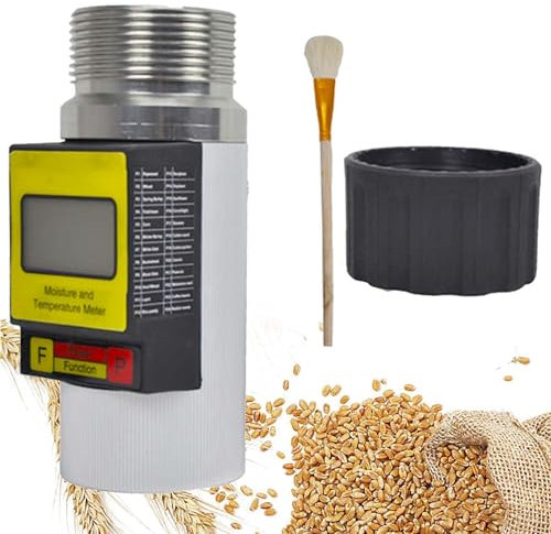 Analyseur d'Humidité Portable – Testeur d'Humidité Numérique avec Écran Rétroéclairé, Mesure 24 Grains, Affichage Automatique des Grains et Température, Calcul de la Moyenne