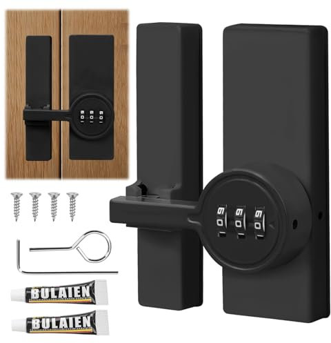 BigKing Chiavistello con Blocco Password, Lega di Zinco, Serratura a Combinazione Meccanica Antifurto 180° Rotante MK78, Chiavistello Porta per Porte a Capannone, Garage, Armadi (Nero)