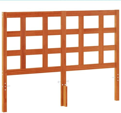Eleganz Cabecero de madera maciza de pino de 135 cm, color marrón cera, diseño natural para dormitorios y salones, duradero y elegante