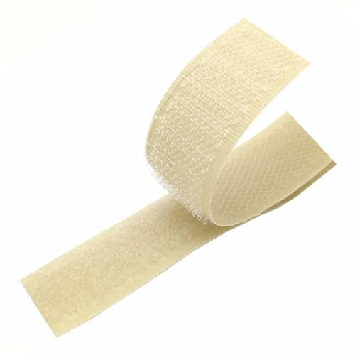 Generic Klettband Annähen 38mm Beige nicht klebendes Nylongewebe Befestigungsset für Kleidung, Taschen, Schuhe, Rucksäcke, DIY-Kunsthandwerk