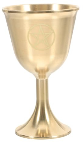 Yardenfun Calice à Vin En Laiton Massif Pentagramme, Gobelet Médiéval Décoratif Pour Cérémonies Païennes Wiccanes, Bol D'offrande D'eau Ésotérique Pour Autel Spirituel