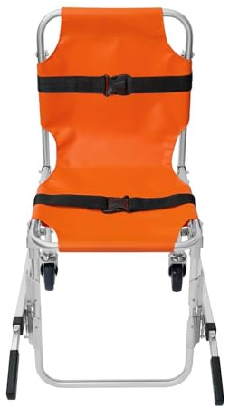 Silla de escalera de 159 kg de capacidad de carga plegable de emergencia de aluminio con 2 ruedas portátil elevador de escaleras ambulancia bombero evacuación,cojín extraíble,tubo en forma de U,para