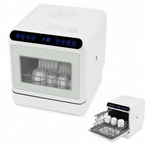 awolsrgiop Tischgeschirrspüler 1100W, Mini Spülmaschine mit 6L Wassertank, Ohne Wasseranschluss, Geschirrspüler Freistehend, 4 Programme, Heißlufttrocknung, 72h Aufbewahrungsmodus, für 4-6 Personen
