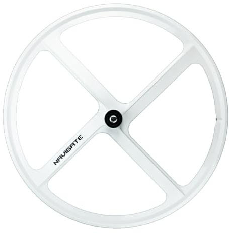 700C Fixed Gear Fahrrad-Laufradsatz V-Bremse 100/120mm 4 Speichen Magnesiumlegierungs-Laufräder Vorder- Und Hinterradnaben Für Single Speed(White,Front)