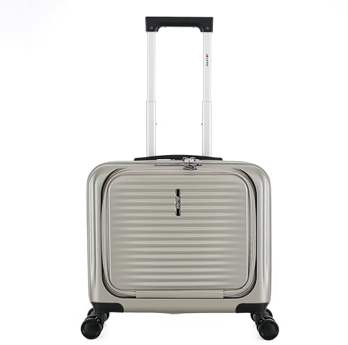 ALPINI Valise Cabine Affaire mallettes à 8 roulettes,avec Prise USB pour Recharge intégrer, Compatiment pour PC 13 à 15 Pouces ou Tablette (B-Pilot-R, Champagne (Gold), Cabine 42.5x20x44cm -31L)