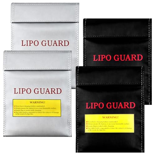 Behogan 4 Stück Feuerfest Wasserdicht Safe Bag: Feuerfeste Akku Tasche, Sichere Aufbewahrung Feuerfeste Dokumententasche, Lipo Safe Bag, für Dokumente, Bargeld und Schmuck(18 * 22 cm)