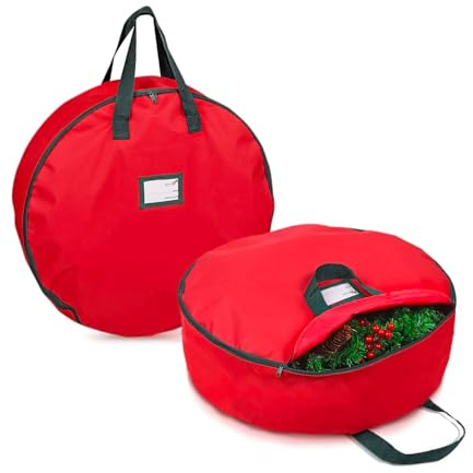 Wintem – Borsa per Ghirlanda Natalizia Ø76 cm in Tessuto Oxford Impermeabile con Zip Rinforzata, Manici e Etichetta – Protegge e Organizza la tua Ghirlanda di Natale con Cura e Stile