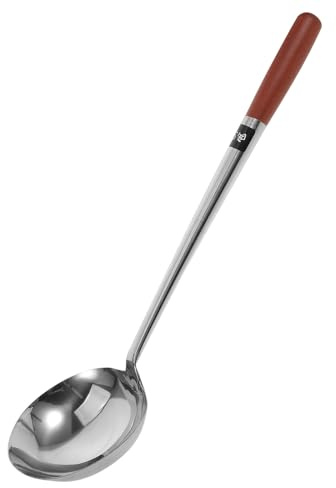 TOYANDONA Wok de Acero Inoxidable Cuchara Sopera Grande para Cocinar Servir Sopas y Salsas la Cocina o Restaurante