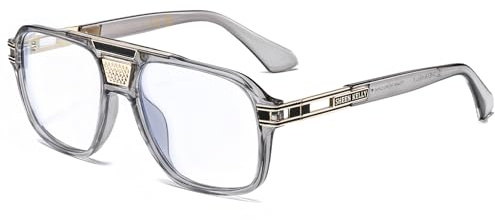 SHEEN KELLY Retro-Pilotenbrille mit Blaulichtfilter Herrenmode-Trend übergroßer dicker Rahmen dekorative Brille im Heavy-Metal-Stil