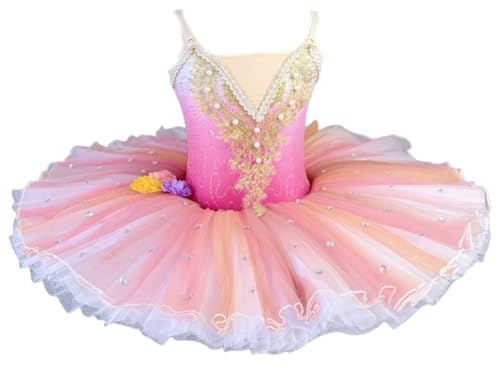 Omfpafeu Flickor Tutu Balett, Svansjön Ballerina Pannkaks Tutu Barn Danstävlingskostymer,1 pink,170