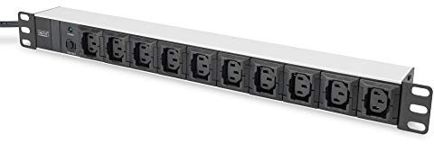 DIGITUS DN-95404 - Presa multipla 19 - 10 prese C13 - 1U - Con protezione da sovraccarico - 230VAC 50/60Hz - 10A - 2300W - Per armadi di rete e server da 19