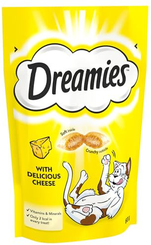 Dreamies Cat Treats, Tasty Snacks with Tempting Cheese, 8 Pouches of 60 g