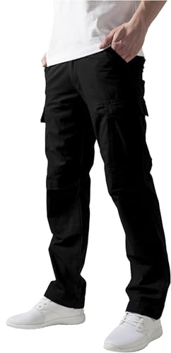Urban Classics Herren Camouflage cargobroek Hose, Schwarz (Black 7), 34 EU