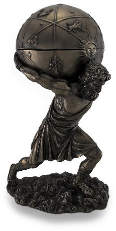 Things2Die4 Bronzefarbener Atlas-Statue/Aufbewahrungsbox