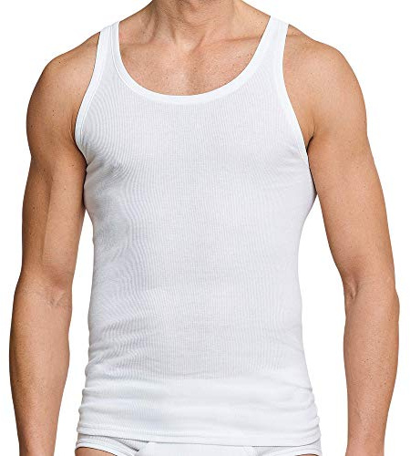 Schiesser Essentials dubbelribbad undertröja 4-pack, Vit, XL