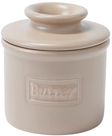 Butter Bell - The Original Butter Bell crock by L Tremain, a Countertop French Ceramic Butter Dish Keeper for Spreadable Butter, Café Matte Collection, Beige