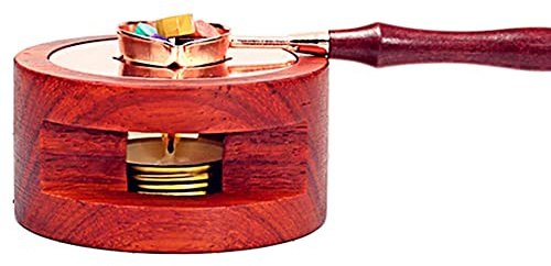 Wachssiegelwärmer, Schmelzset, Holzwachssiegelofen mit 1 Schmelzlöffel, Schmelzwerkzeug für Wachssiegelstempel