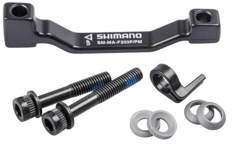 SHIMANO Spares Adapter for post type calliper, for 180mm Post fork mount to 203 mm rotor, Black