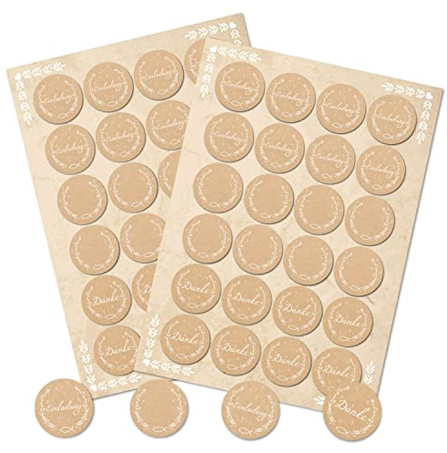 Logbuch-Verlag 48 Aufkleber SET EINLADUNG DANKE + leere Sticker Kraftpapier Fisch Motiv Taufe Kommunion Hochzeit Feier