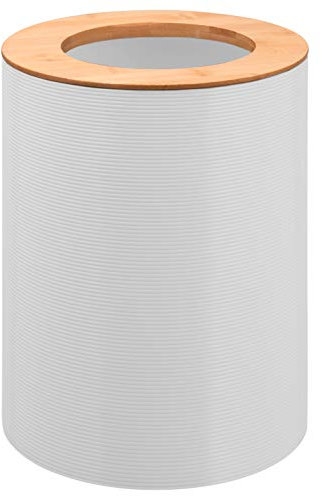 bremermann Secchio per cosmetici SEGNO in bambù e plastica, pattumiera, 5,5 litri (bianco)