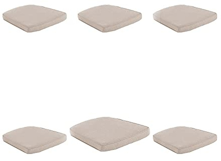 Pack 6 Cojín para sillas de jardín curvado Olefin color Marrón tostado, Medidas 45x47x5 cm, No pierde color, Desenfundable, Funda de cojín con relleno para sillas de terraza, Cojines silla de comedor
