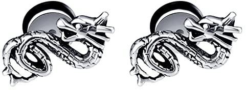 Feilok Herren Ohrringe Ohrstecker Cartilage Creolen Edelstahl Silber Drachen Schafkopf Stern Creolen Ohrringe Huggie Piercing für Mann Männer