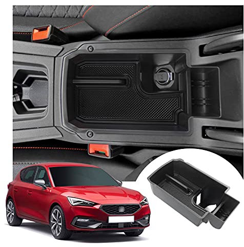LFOTPP Cupr-a Formentor Armlehne Organizer Tray, Formentor Zubehör Mittelkonsole Aufbewahrungsbox Tray, Neu Seat Leon KL FR ST Storage Box Mittelarmlehne Handschuhfach (Schwarz)