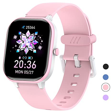 HENGTO Fitness Activity Tracker per Bambini, IP68 Impermeabile, Contapassi, Cardiofrequenzimetro, 19 Modalità Sportive Salute, Ottimo Regalo per Adolescenti (Rosa)