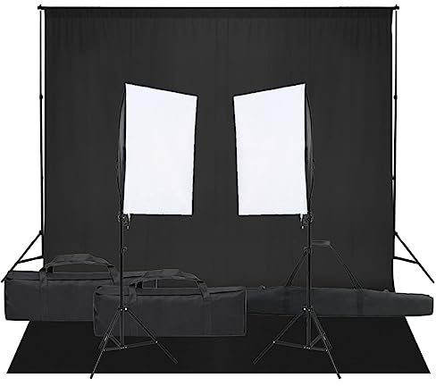vidaXL Fotostudio-Set mit Beleuchtung und Hintergrund, Studio-Kit, Tageslicht-Lampe, Studio-Beleuchtung-Set, Studio-Licht, Fotografie-Licht