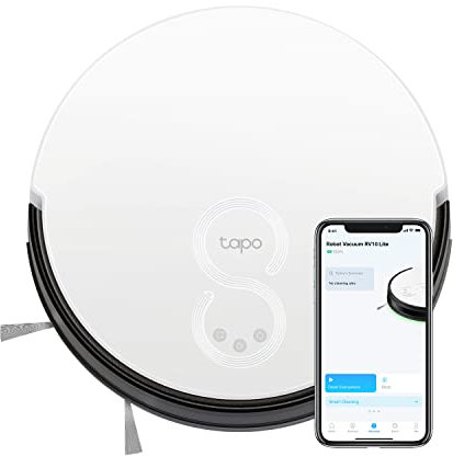 Tapo TP-Link Robot Vacuum Cleaner, 2000Pa Strong Suction, Self-Charging Robotic Vacuum Cleaner, Good for Hard Floors, Medium-Pile Carpet and pet Hair, Works with Alexa & Google Home RV10 Lite
