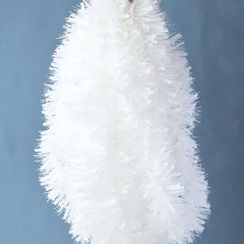 Lametta Girlande Weihnachtsgirlande, 10m Glänzende Weihnachtsbaum Girlande Flauschigen Weihnachtsdeko, Treppengirlande Weihnachten für Weihnachten Party Indoor und Outdoor Dekoration (Weiß 2)