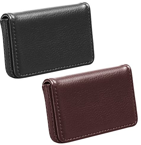 Visitenkartenetui, Visitenkartenetui, PU-Leder, mehrere Brieftaschen, Kreditkarte, Ausweishülle mit Magnetverschluss, Braun, Small, Kompakt