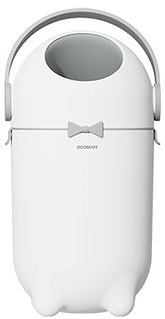 BOOMJOY Pattumiera per pannolini per bambini, in plastica, inodore, senza costi di ricarica, sacchetti normali sono utilizzabili, colore bianco