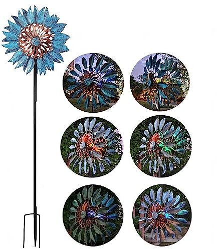 Solar Windrad Metall, 213cm Groß Magische WindmüHle, XXL Windspiele Metall, FüR Den AußEnbereich,Terrasse
