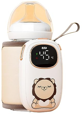 HMAKGG Flaschenwärmer Baby Unterwegs Akku, Babyflaschenwärmer mit Temperatur, Fläschchenwärmer To Go, USB Aufladbare und LED Nachtlicht, Reise für die Babypflege zu Hause im Freien