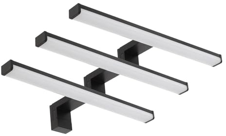 LED Universum - moderne LED Spiegelleuchte Monica 3-er Set 40cm schwarz eckig 7,4W 900lm 4000K IP44 für Badezimmer, Spiegel oder als Bilderleuchte, Steck- Klemm- Wandmontage