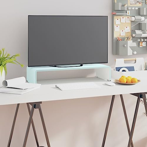 Mobile/Rialzo Porta TV in Vetro Bianco 60x25x11 cm, Entertainment Center, TV per Soggiorno, Tavolino Porta TV, Eleganza e Funzionalità per il tuo Spazio Multimediale